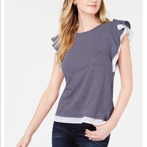 Maison Jules Meah-Trim Ruffled-Sleeve Top